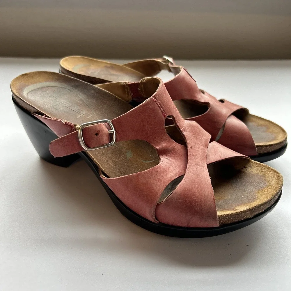Dansko‎ Women's Red Leather Kai Strappy Wedge Comfort Sandals Size 6.5-7 / EU 37